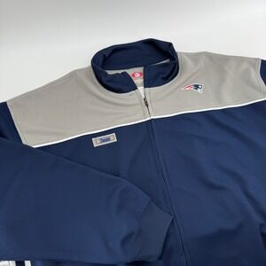 New England Patriots NFL Imagewear Full Zip Track Jacket Mens 2XL Blue Gray